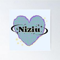 NiziU K-Pop Heart Scrapbook Design in Blue Tones