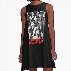 NiziU Kpop Group Members Black and White RGB Color Design A-Line Dress