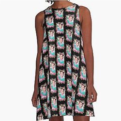 Rio Hanabashi NiziU Korean Kpop Retro Color Oil Paint Design A-Line Dress
