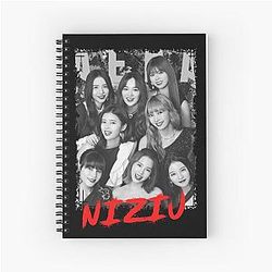 NiziU Kpop Group Members Black and White RGB Color Design Spiral Notebook