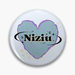 NiziU K-Pop Heart Scrapbook Design in Blue Tone Pin