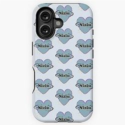NiziU K-Pop Heart Design in Blue Tones iPhone Case