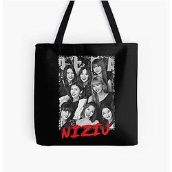 NiziU Kpop Group Members Black White Color Design All Over Print Tote Bag