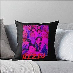 NiziU Kpop Group Members Purple Kpop Color Design Throw Pillow