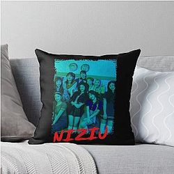 NiziU Kpop Group Members Blue RGB Color Design Throw Pillow