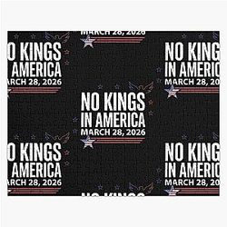 No Kings in America March 2026 USA Flag Jigsaw Puzzle