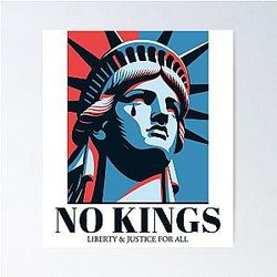 No Kings in the USA Lady Liberty Cries for Freedom Political Protest Art Poster