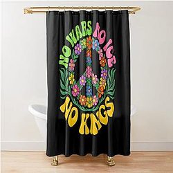 No Wars No Kings Floral Peace Sign Resist Anti War Abolish ICE Shower Curtain