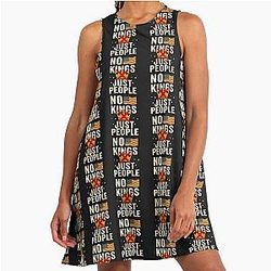 Anti Trump Slogan No Kings Protest No kings in America A-Line Dress