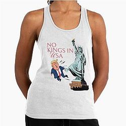 NO KINGS IN USA - STATUE OF LIBERTY KICKING OUT THE REBEL TANK TOP