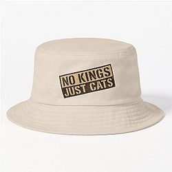 No Kings Just Cats Anti Royal Quote Bucket Hat