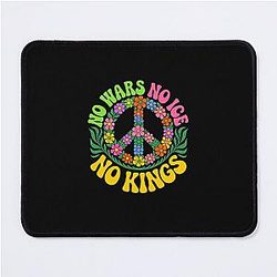 No Wars No Kings Floral Peace Sign Resist ICE Mouse Pad