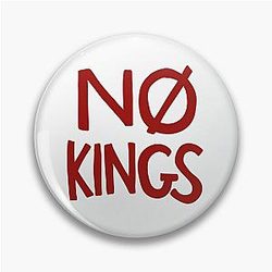 No Kings Protest Sticker Shirt Pin