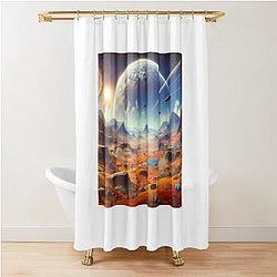 Galactic Canvases: No Man's Sky Panoramas Shower Curtain