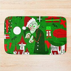 Creepy Christmas Nosferatu Vampire Red Bathroom Mat