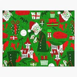 Creepy Christmas Nosferatu Red Jigsaw Puzzle