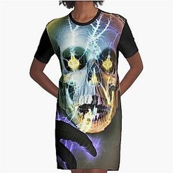 Nosferatu Skull  Graphic T-Shirt Dress