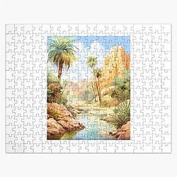 Oasis Elegance  Watercolor Desert Scene Jigsaw Puzzle RB1412