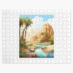 Desert Dream  Watercolor Oasis Scene Jigsaw Puzzle RB1412