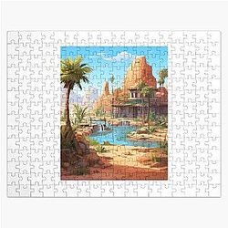 Desert Delight  Watercolor Oasis Scene Jigsaw Puzzle RB1412