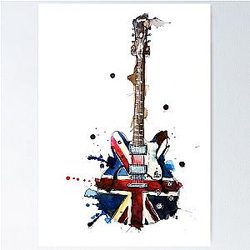 union jack  epiphone oasis electric guitar Poster RB1412