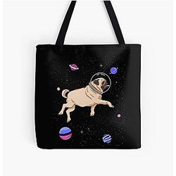 Omnisexual Bags - Omnisexual Pug In Space Omnisexual Pride Tutti Over Print Tote Bag RB1901
