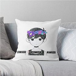 Omori Pillows - OMORI Crown Flowers Throw Pillow