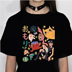 Omori T-Shirts – Omori summer Fashion Black graphic t shirt manga Japanese