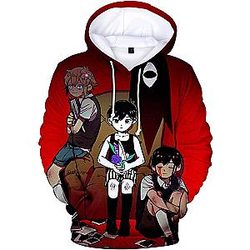 Omori Hoodies - Omori Game Red Warm Casual Pullover Hoodie