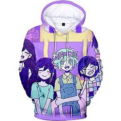 Omori Hoodies - Omori Friends Purple Casual Pullover Hoodie