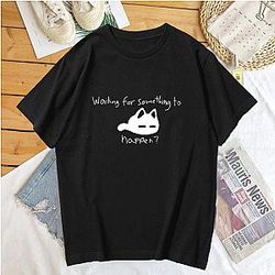 Omori T-Shirts - Waiting for Something To Happen Omori Cat Print Tee