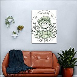Omori My Thoughts Will Follow You Into Your Dreams Basil Canvas Print Premium Merch Store
