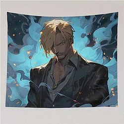 Sanji: Elegance and Passion in One Piece Digital Art. Discover Our Detailed Illustrations that Capture the Essence of the Charismatic Cook - Browse Now! Tapestry