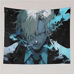 Sanji: Elegance and Passion in One Piece Digital Art. Discover Our Detailed Illustrations that Capture the Charismatic Cook - Browse Now! Tapestry
