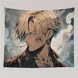 Sanji: Elegance and Passion in One Piece Digital Art. Discover Our Detailed Illustrations that Capture the Essence of the Charismatic Cook - Browse Now! Tapestry