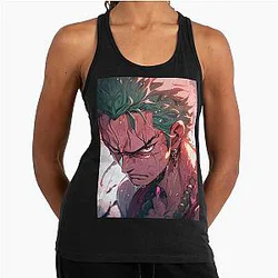 Mastery Undrawn: Dive into the World of Zoro with High Impact Digital Illustrations and One Piece Fanart Racerback Tank Top