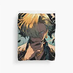 Sanji: Elegance and Passion in One Piece Digital Art. Discover Our Detailed Illustrations that Capture the Essence of the Charismatic Cook - Browse Now! Duvet Cover.