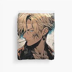 Sanji: Elegance and Passion in One Piece Digital Art. Discover Our Detailed Illustrations that Capture the Essence of the Charismatic Cook. Duvet Cover