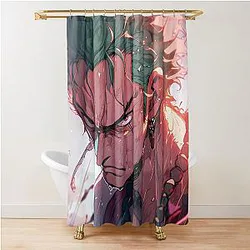 Mastery Unleashed: Dive into the World of Zoro with High Impact Digital Illustrations and Fanart from One Piece Shower Curtain