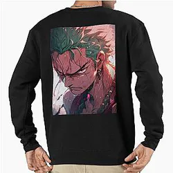 Mastery Undrawn: Dive into the World of Zoro with High Impact Digital Illustrations and One Piece Fanart Pullover Sweatshirt