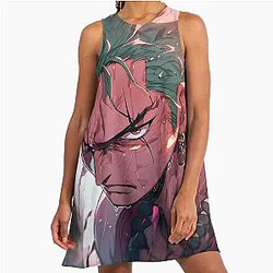 Mastery Unlocked: Dive into the World of Zoro with High Impact Digital Illustrations and Fanart from One Piece A-Line Dress
