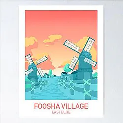 One piece Foosha Village - Dawn Island anime travel poster