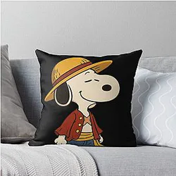 Straw Hat Pirate Snoopy Inspired by One Piece Throw Pillow