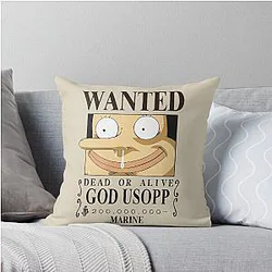 One Piece Usopp Wanted Throw Pillow