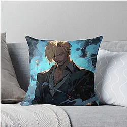Sanji: Elegance and Passion in One Piece Digital Art. Discover Our Detailed Illustrations that Capture the Essence of the Charismatic Cook - Throw Pillow