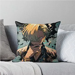 Sanji: Elegance and Passion in One Piece Digital Art. Discover Our Detailed Illustrations that Capture the Essence of the Charismatic Cook. Throw Pillow