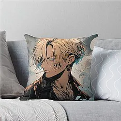 Sanji: Elegance and Passion in One Piece Digital Art. Discover Our Detailed Illustrations that Capture the Charismatic Cook - Throw Pillow