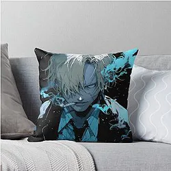 Sanji: Elegance and Passion in One Piece Digital Art. Discover Our Detailed Illustrations that Capture the Charismatic Cook - Browse Now! Throw Pillow