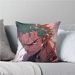 Mastery Undrawn: Dive into the World of Zoro with High Impact Digital Illustrations and Fan Art from One Piece Throw Pillow