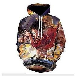 One Piece Luffy Style Sketch Hoodie Top OMN1111